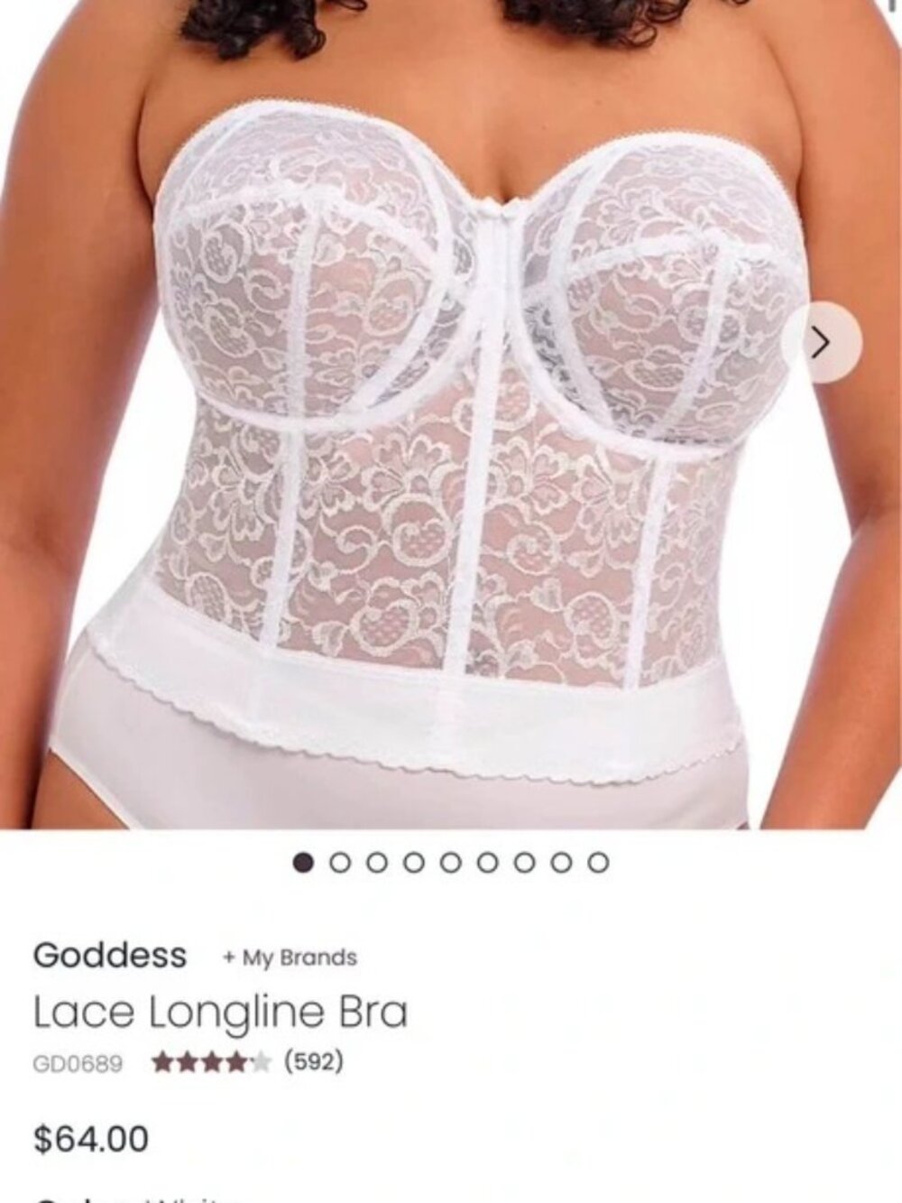 Goddess Lace Longline Strapless Bra - 42FF White (NEW)